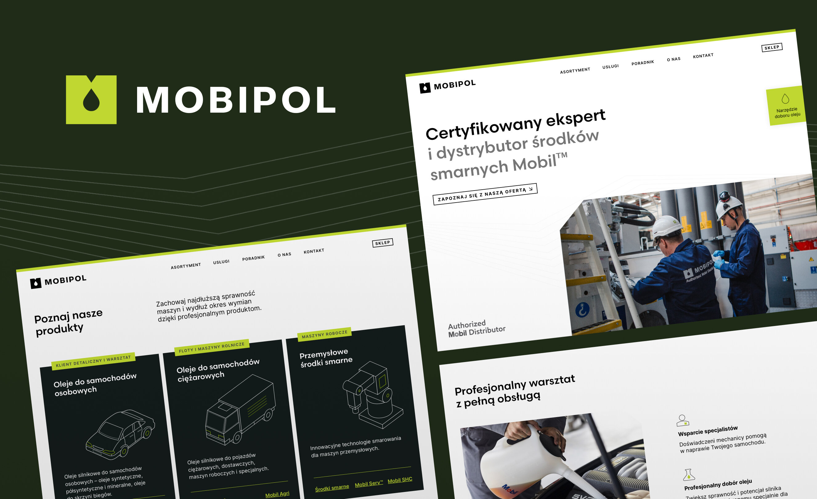 Okładka portfolio – logo Mobipol oraz fragmenty strony internetowej